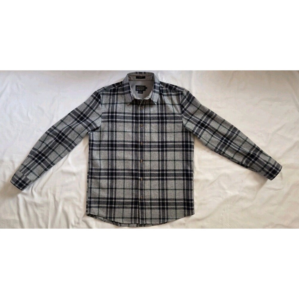 Pendleton Men's Plaid LODGE Plaid Grey Blue Long Sleeve Lodge Shirt Size Medium